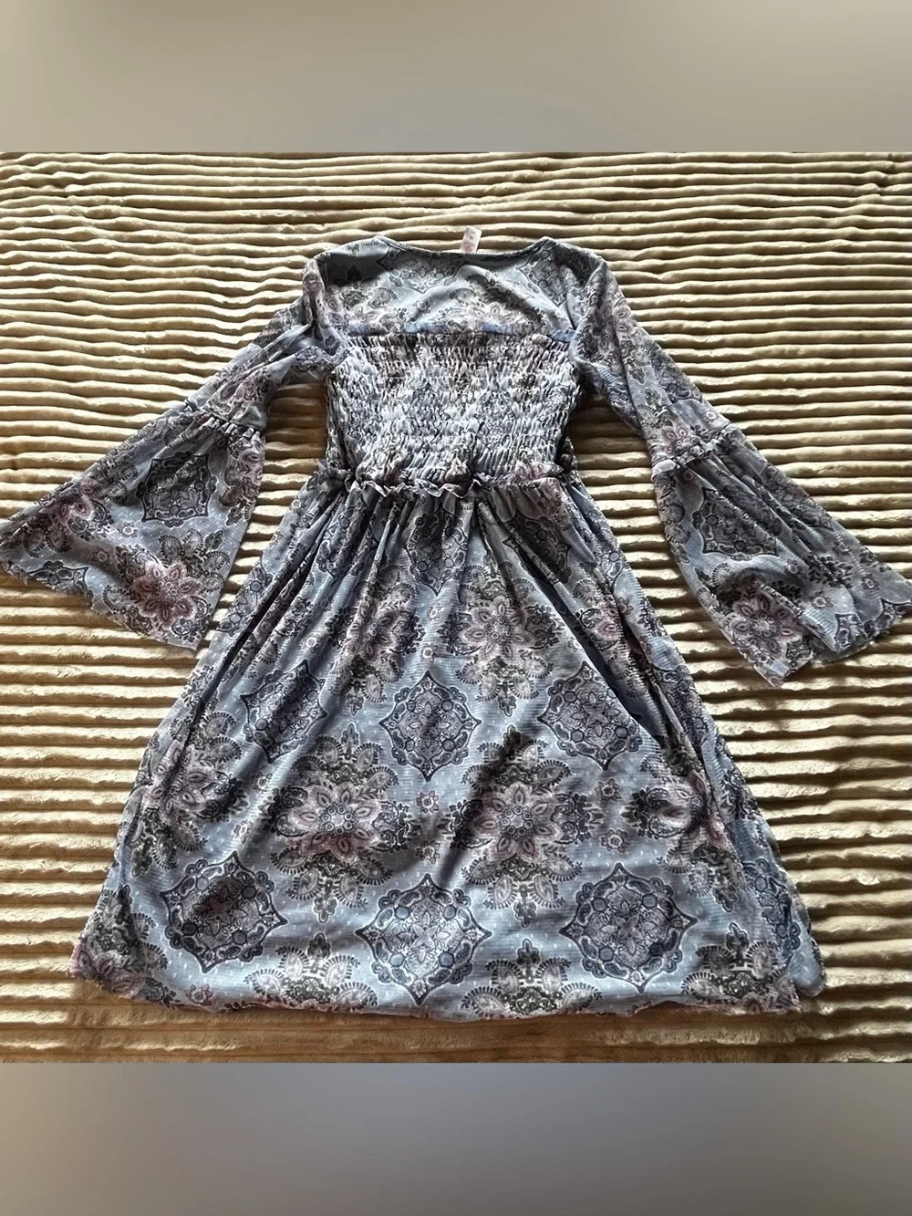 Justice Light Blue Paisley Smocked Mini Dress ♡